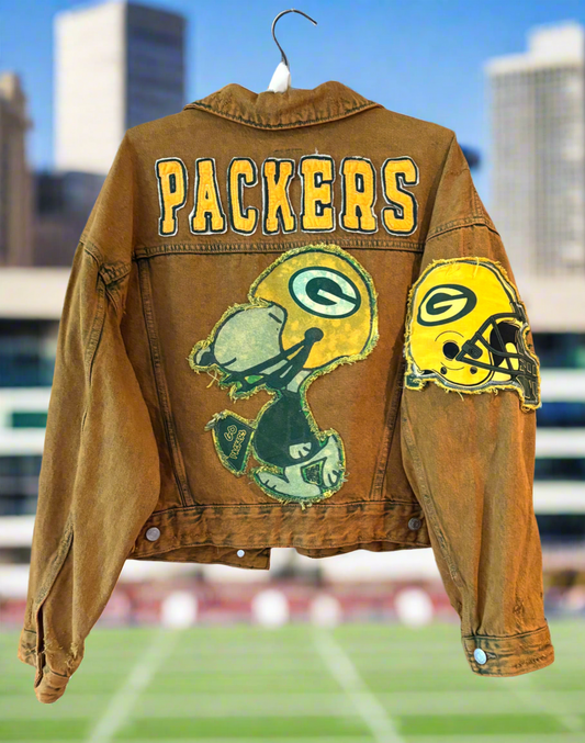 Reworked over dyed Retro Denim Game Day Jean Jacket
