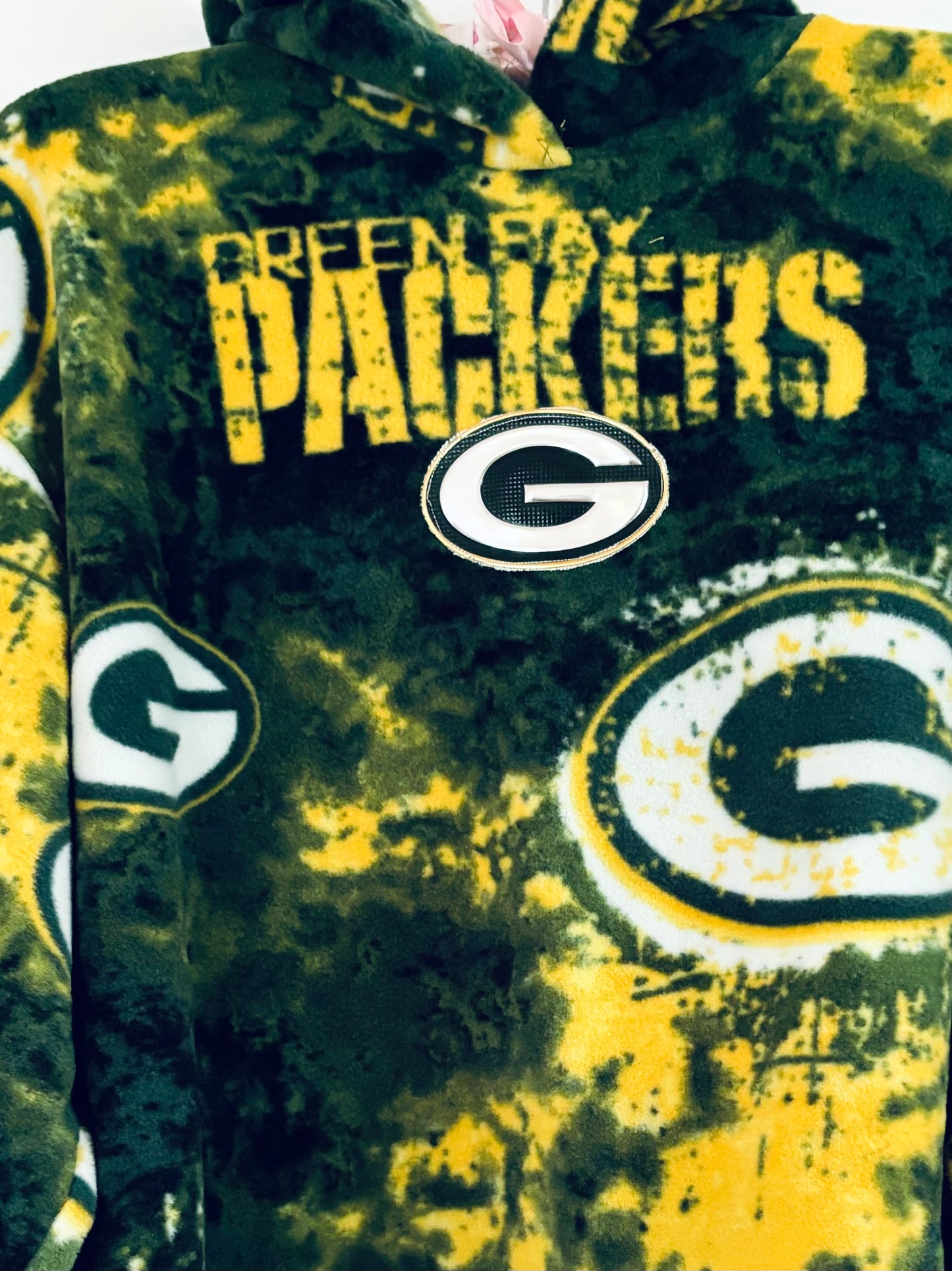 Handmade Green Bay Packers Fleece pullover Cropped Game Day Hoodie