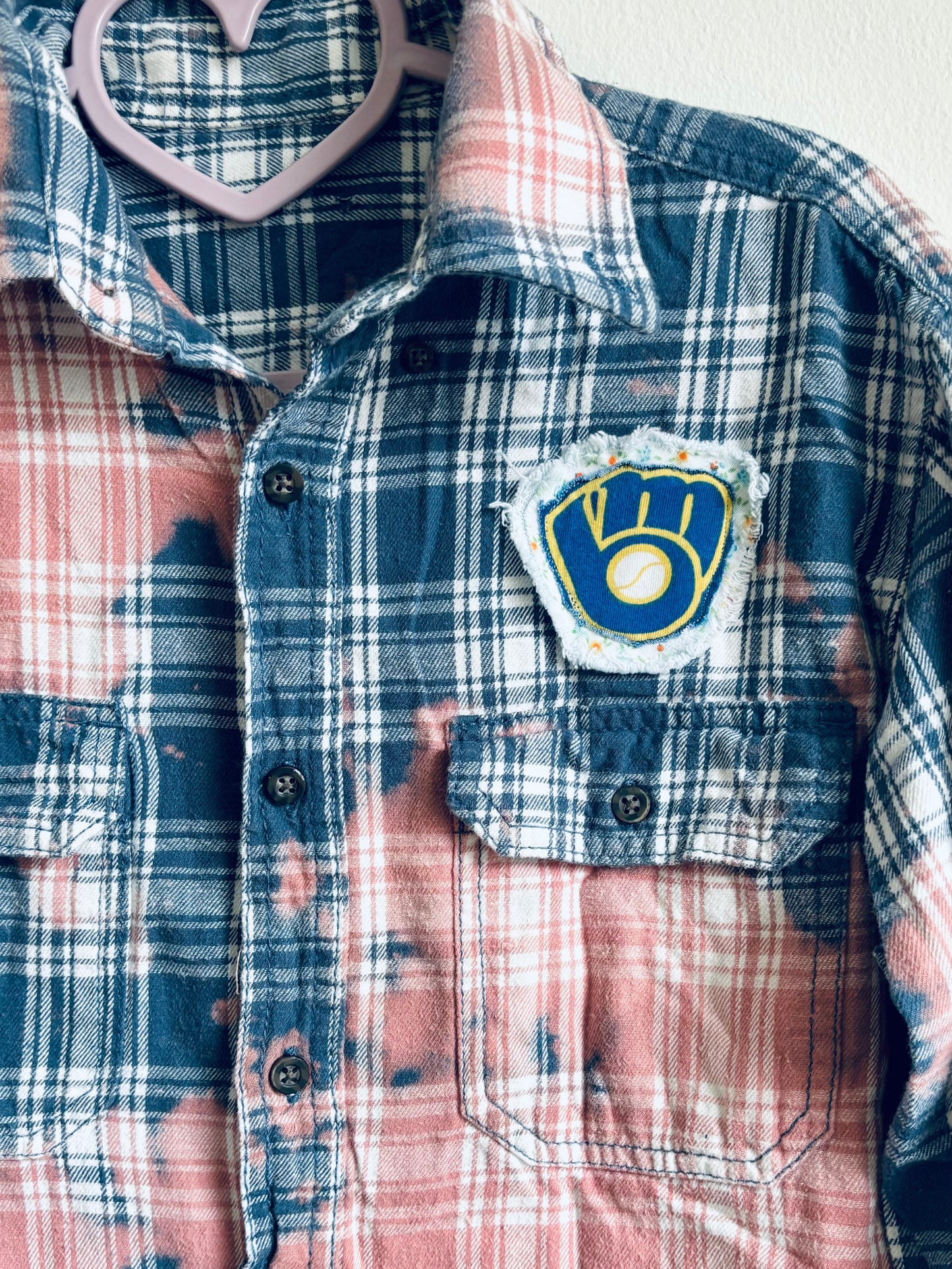 Reworked cropped Game Day distressed Flannel Shirt