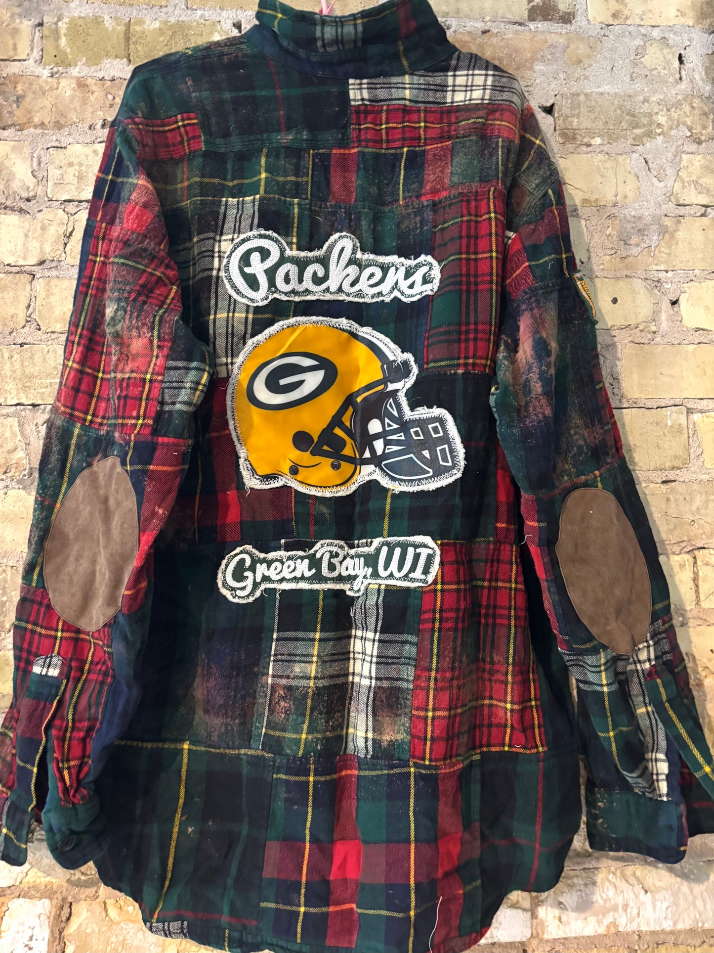 Vintage POLO RL distressed patchwork Plaid Game Day Flannel Shirt