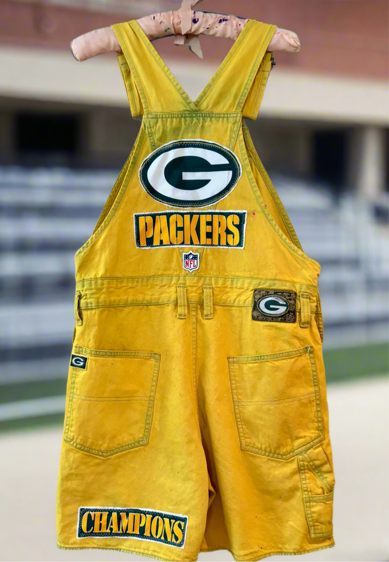 Reworked retro over dyed Game Day Bib Overall Cutoffs