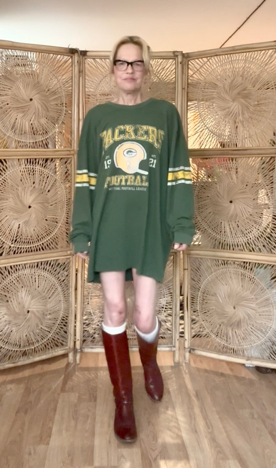 Oversized Vintage Packers Long sleeve T-shirt Mini Dress
