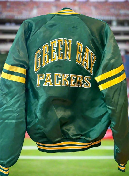 Vintage Green Bay Packers Satin Bomber Coat Varsity Jacket