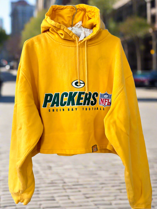 Reworked Packers Retro Reebok oversized cropped Hoodie