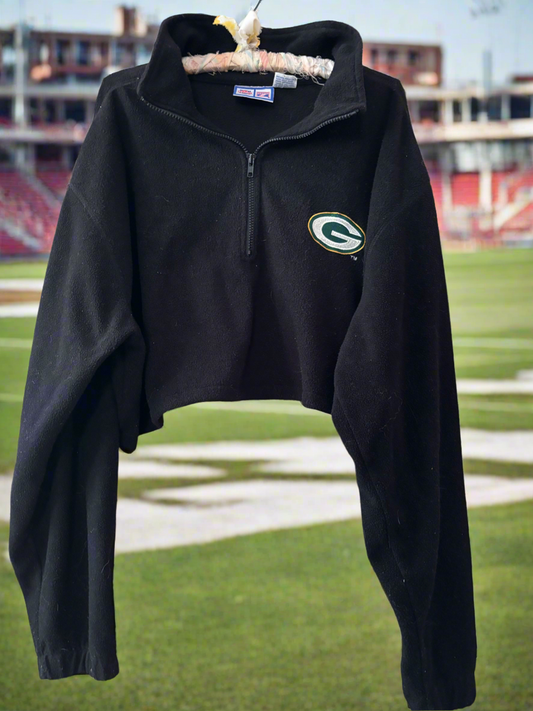 Reworked vintage Packers LOGO 7 1/4 Zip Cropped Fleece