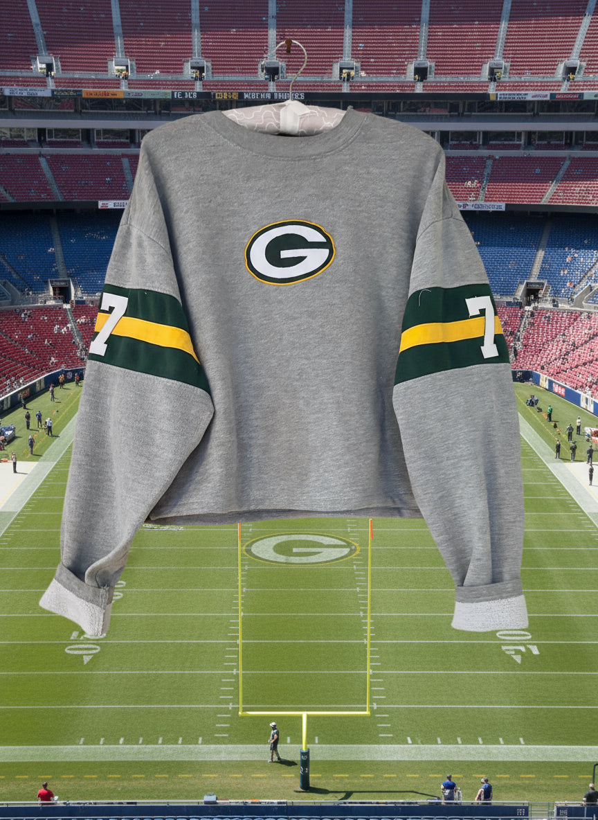 Reworked Packers retro cropped Jersey crewneck