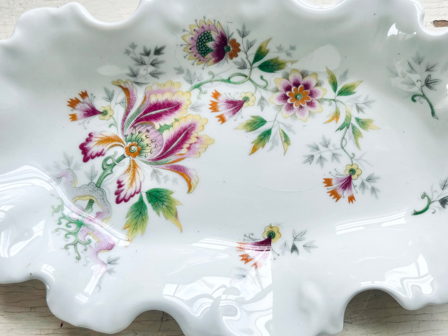 Vintage LIMOGES FRANCE Collectable Iris floral trinket dish Tray