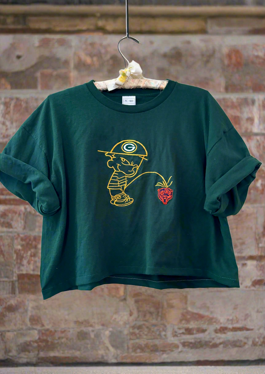 Reworked Vintage Packers /Bears cropped Tee