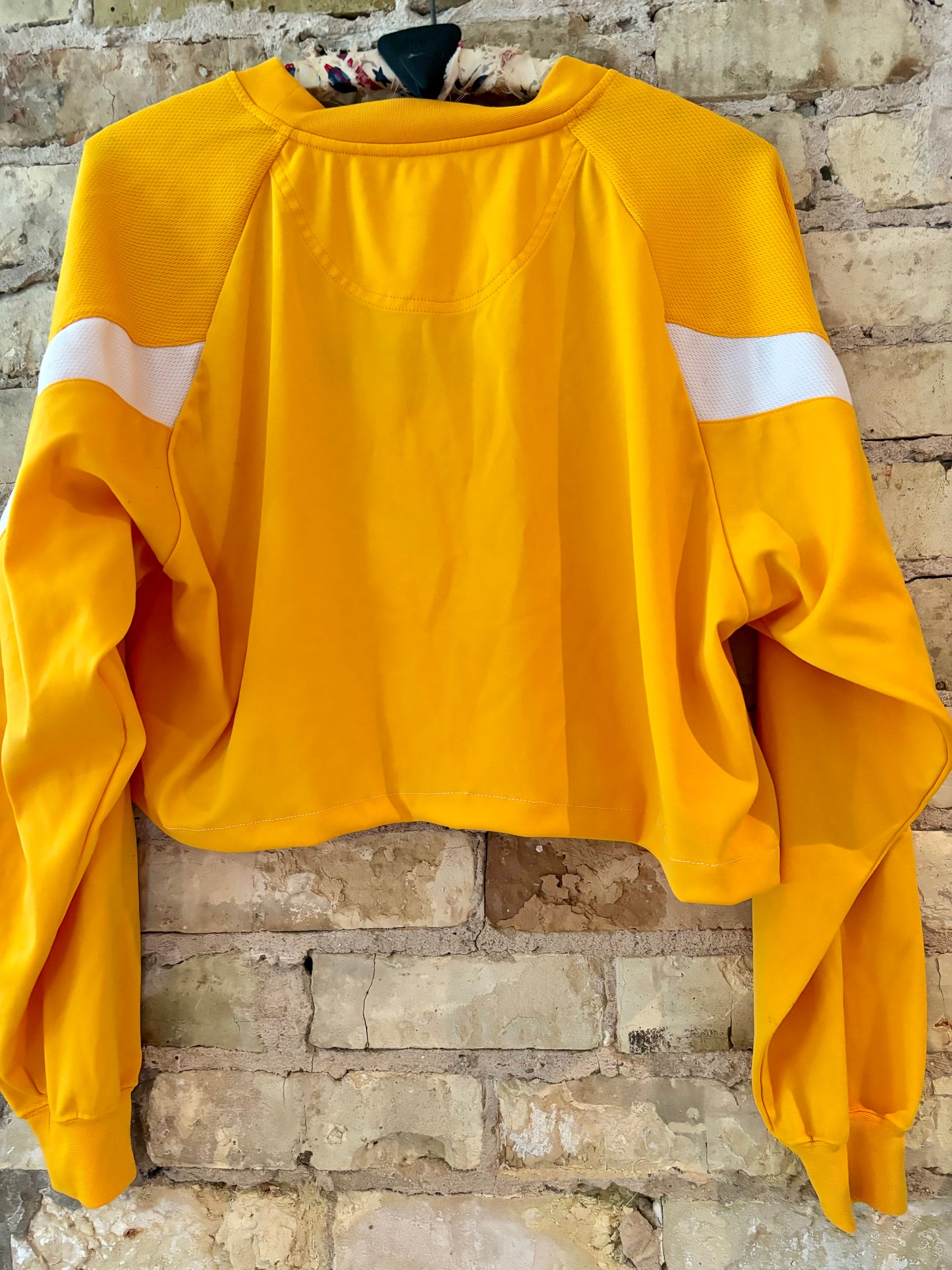 Reworked 90s Yellow Jersey Knit Cropped crewneck