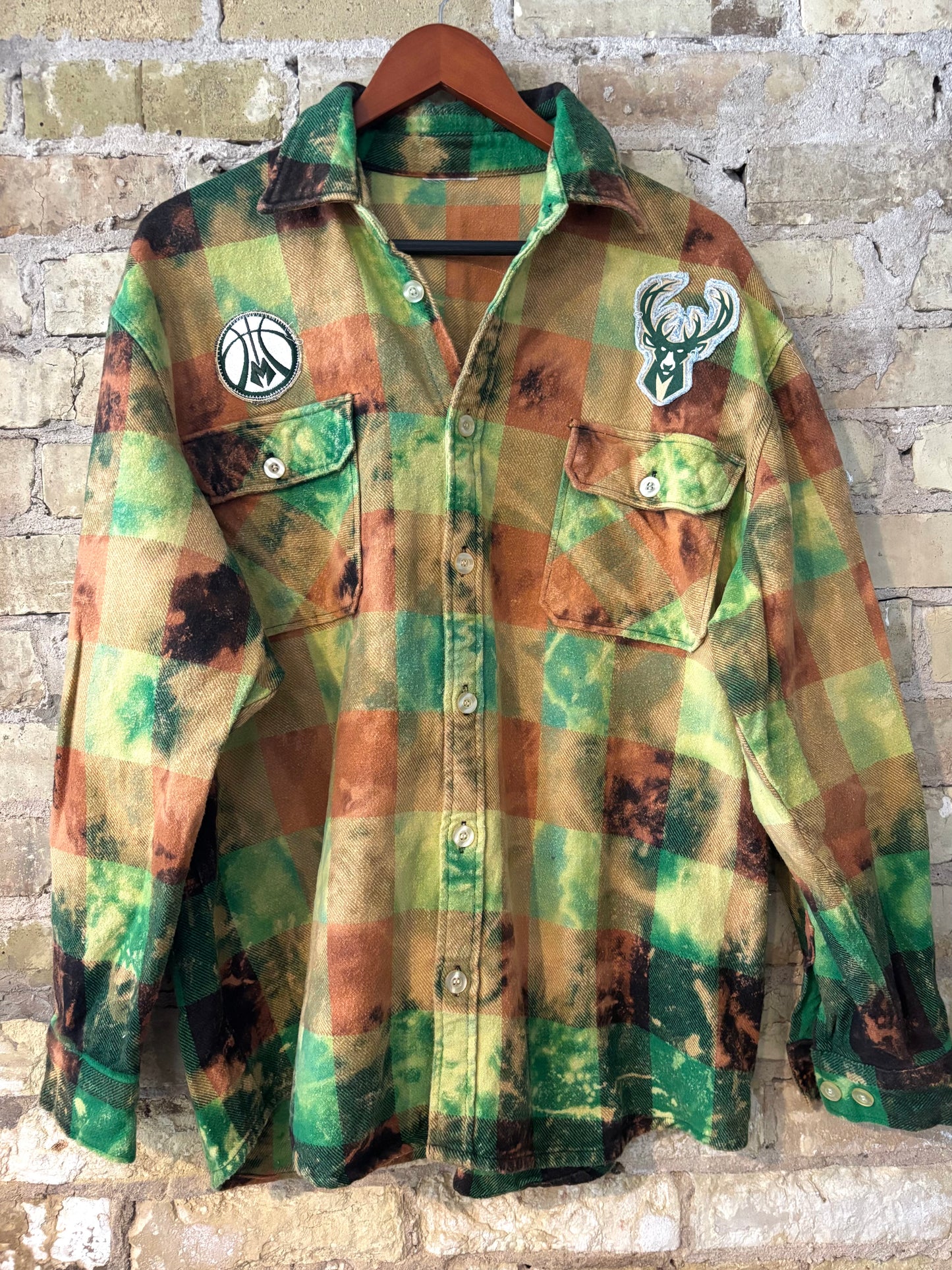 Vintage Distressed Bucks Game Day Flannel