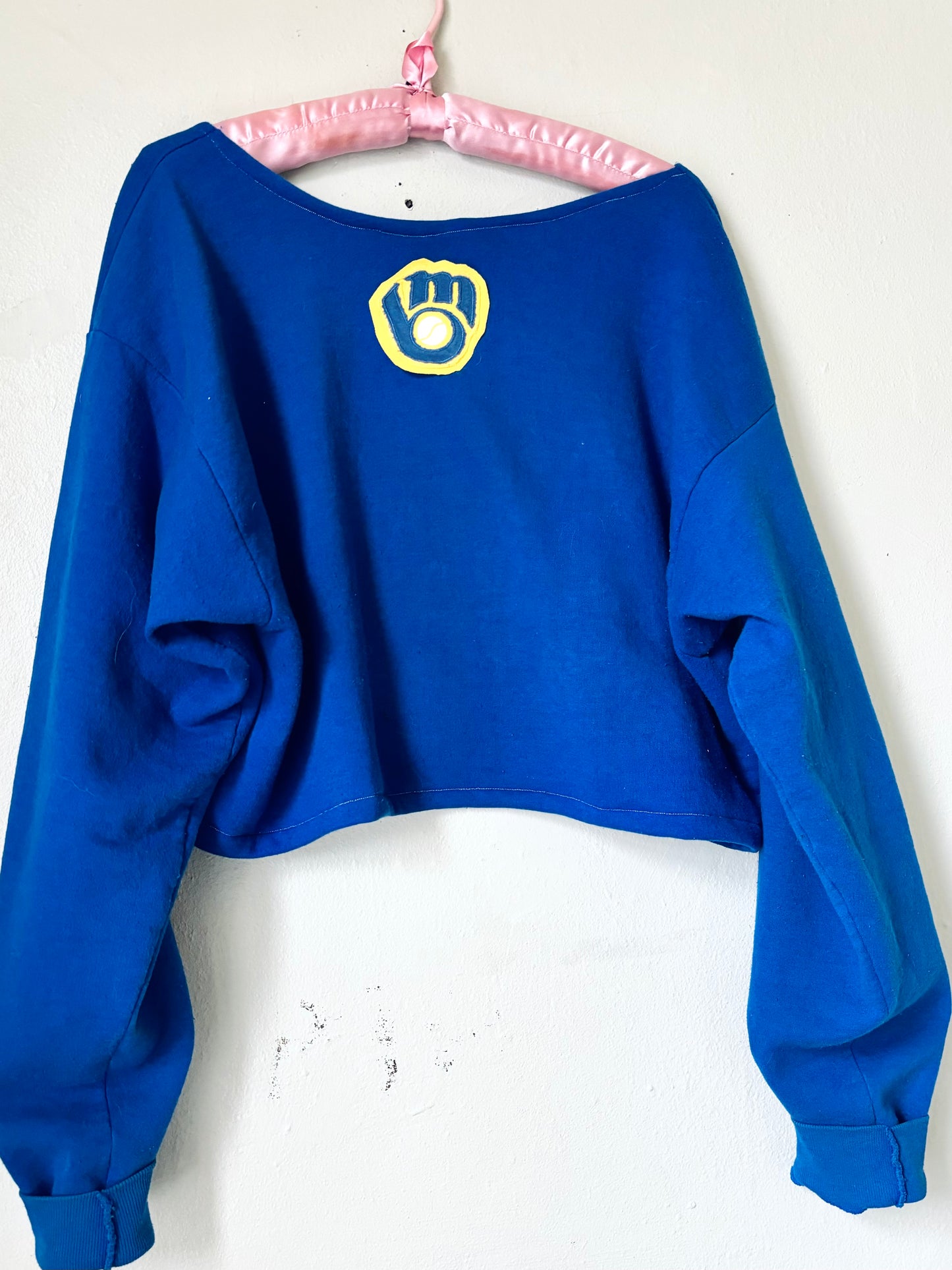 Reworked  Retro Milwaukee Brewers Cropped Crewneck Sweatshirt