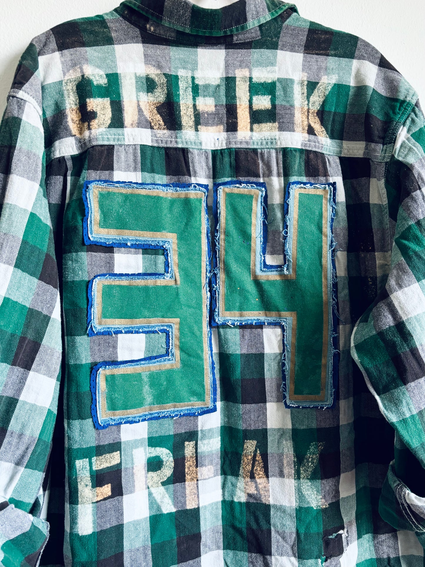 Reworked distressed Game Day Jersey Flannel Shirt