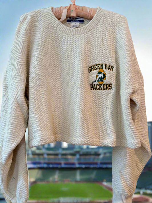 Reworked Packers 90’s handKnit  oversized Cotton Sweater