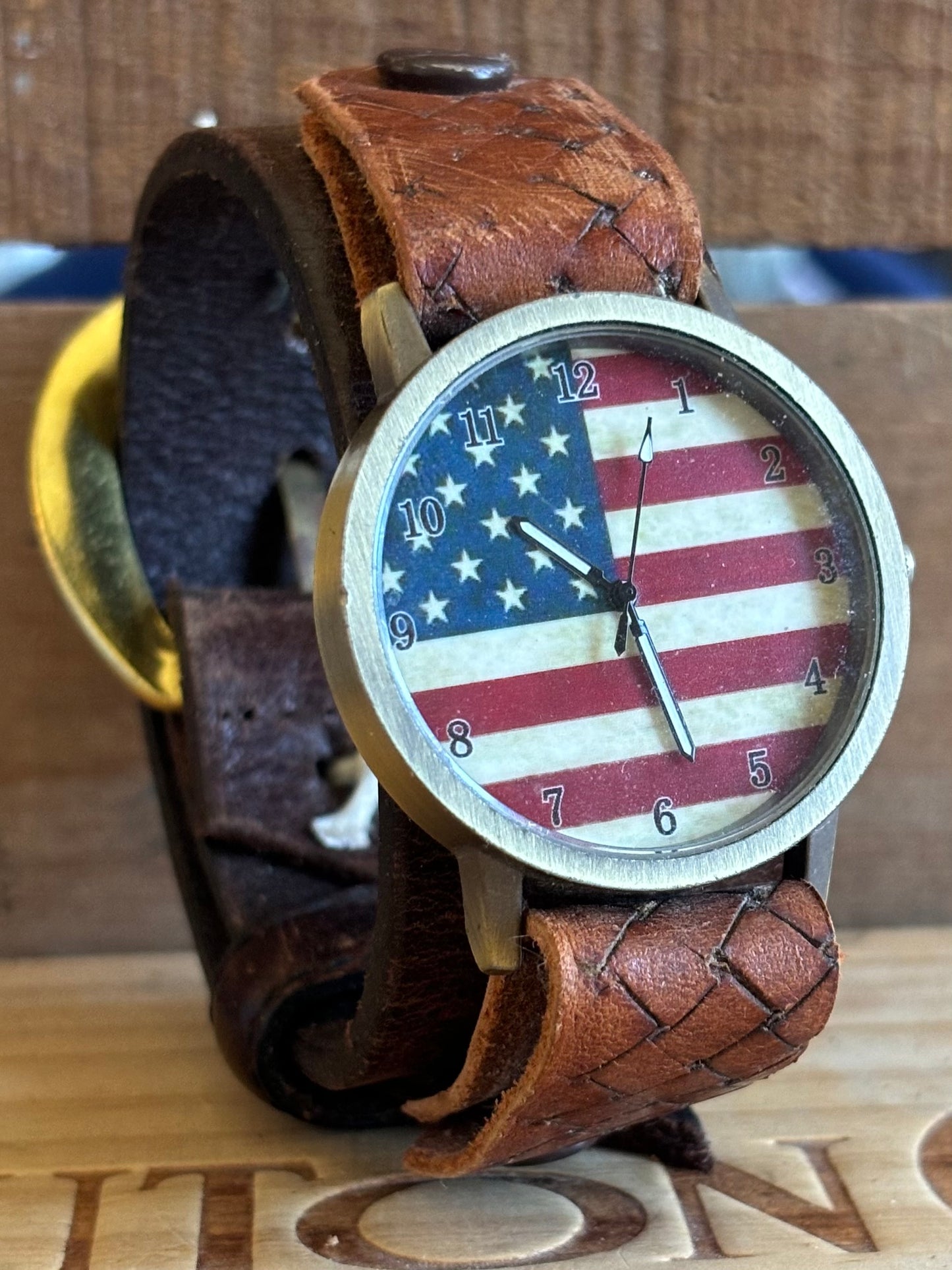 Handmade Distressed Leather Wristband Cuff Watch