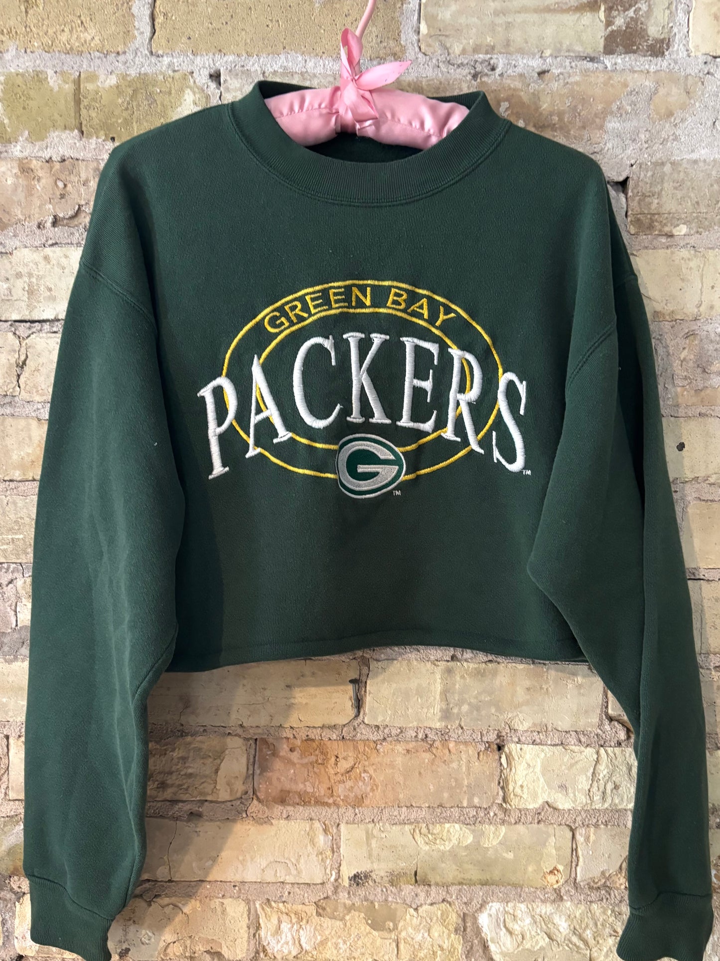 Vintage 90s Green Bay Packers Embroidered  Cropped Crewneck