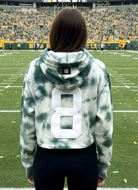 Reworked Packers cropped Tie Dyed Hoodie