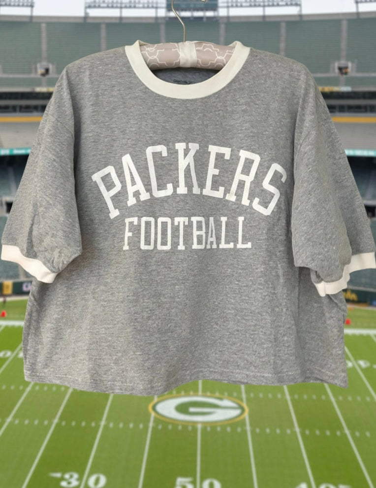 Reworked 90s Green Bay Packers Crop Top Ringer Tee
