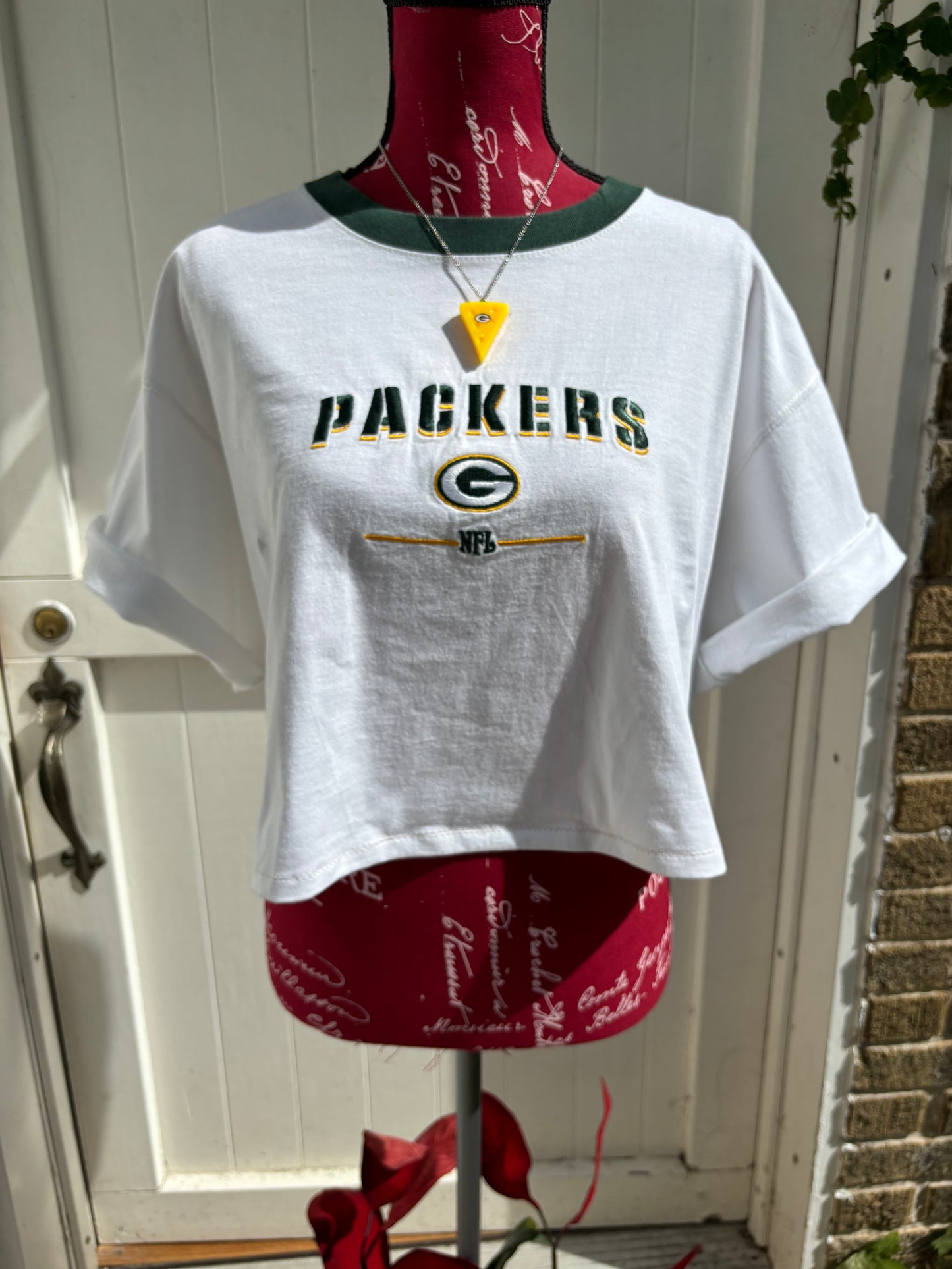 Reworked Packers Retro cropped Ringer Tee