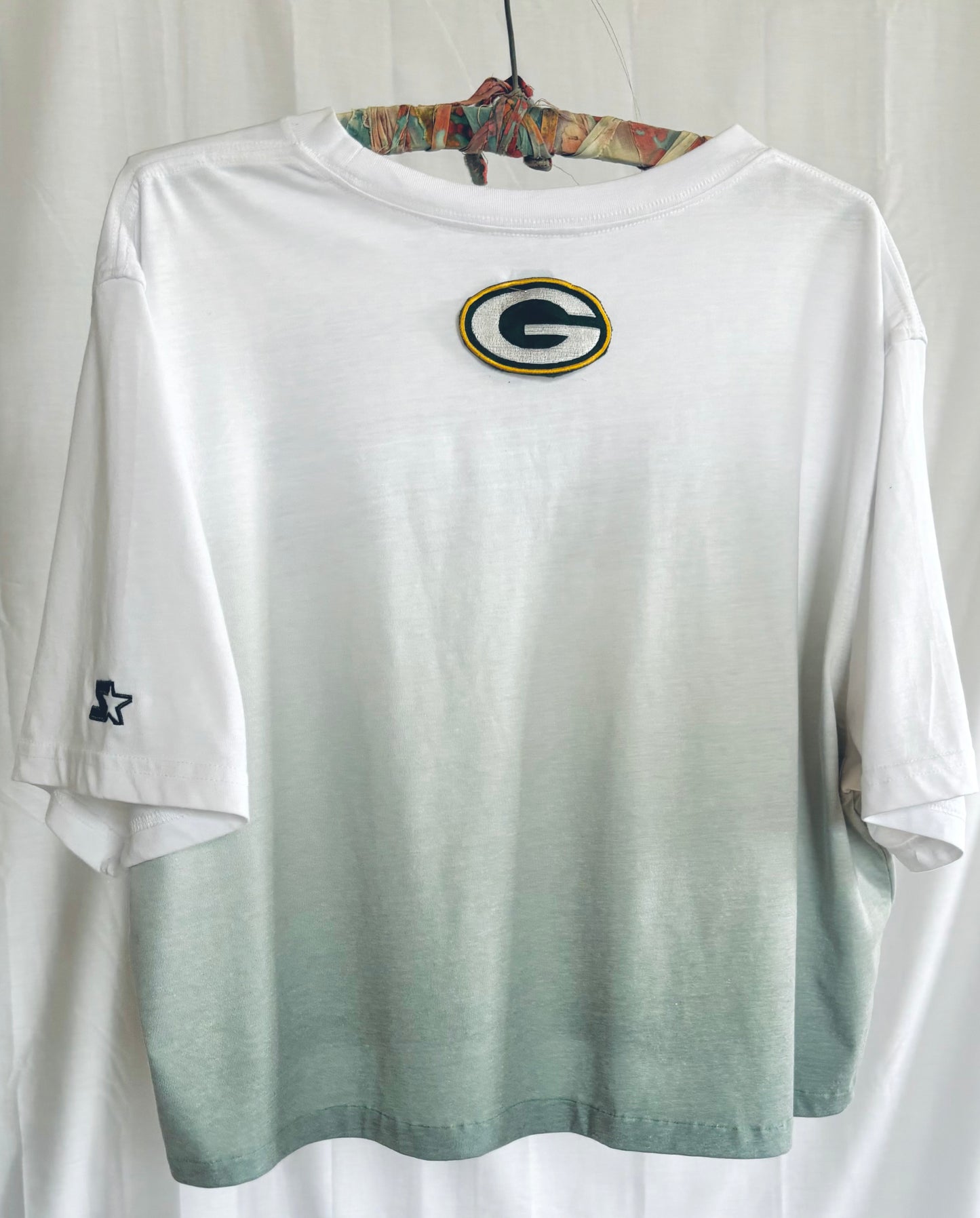 Reworked Retro STARTER Green Bay Packers ombré Dyed cropped Graphic T-shirt