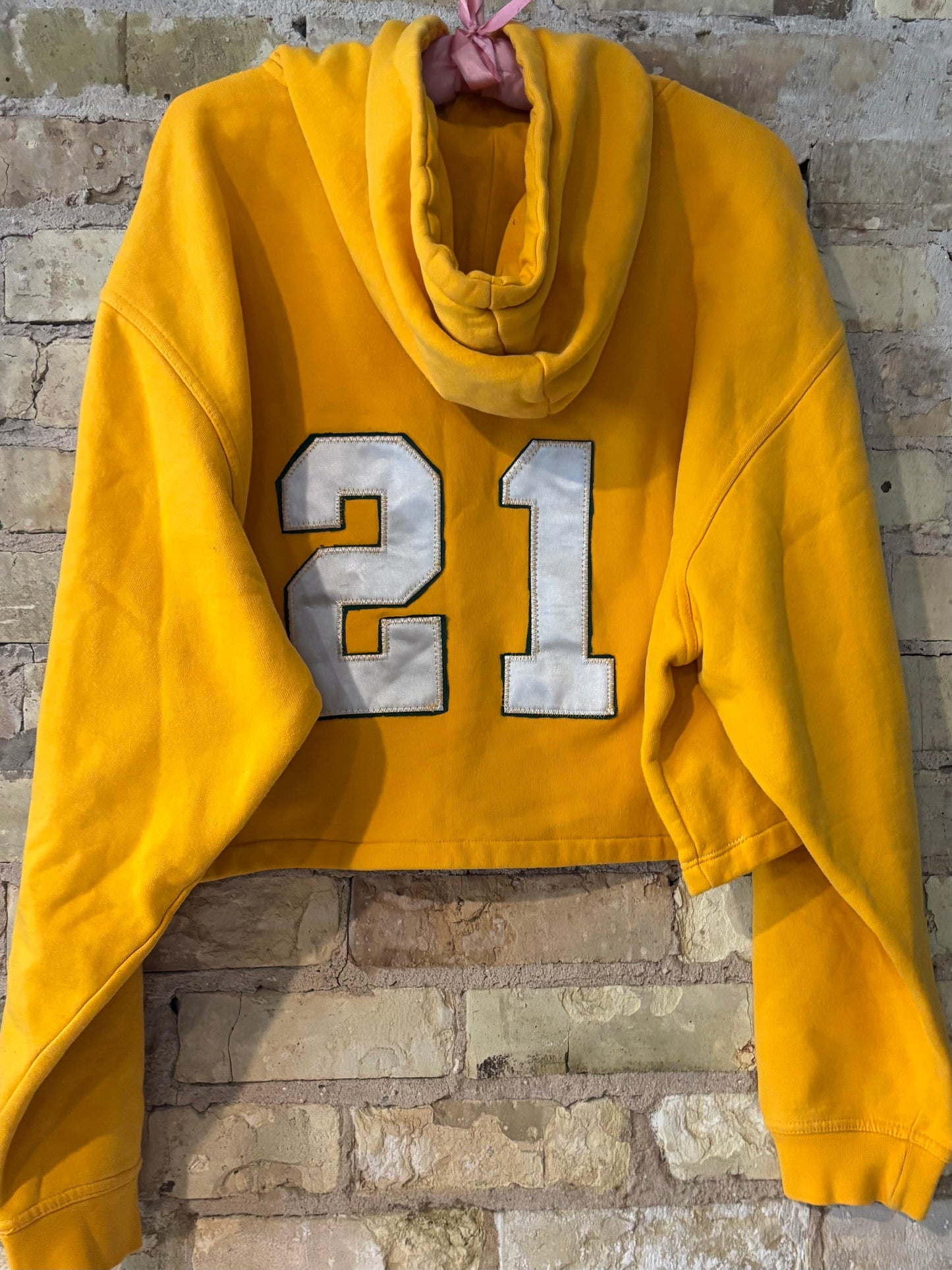Packers Retro Reebok Yellow Crop Top Hoodie