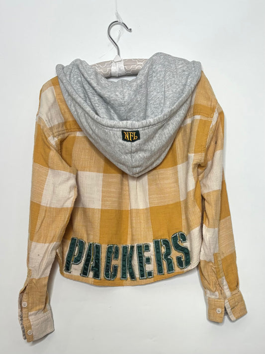 Game Day Cropped Hoodie Flannel Shirt