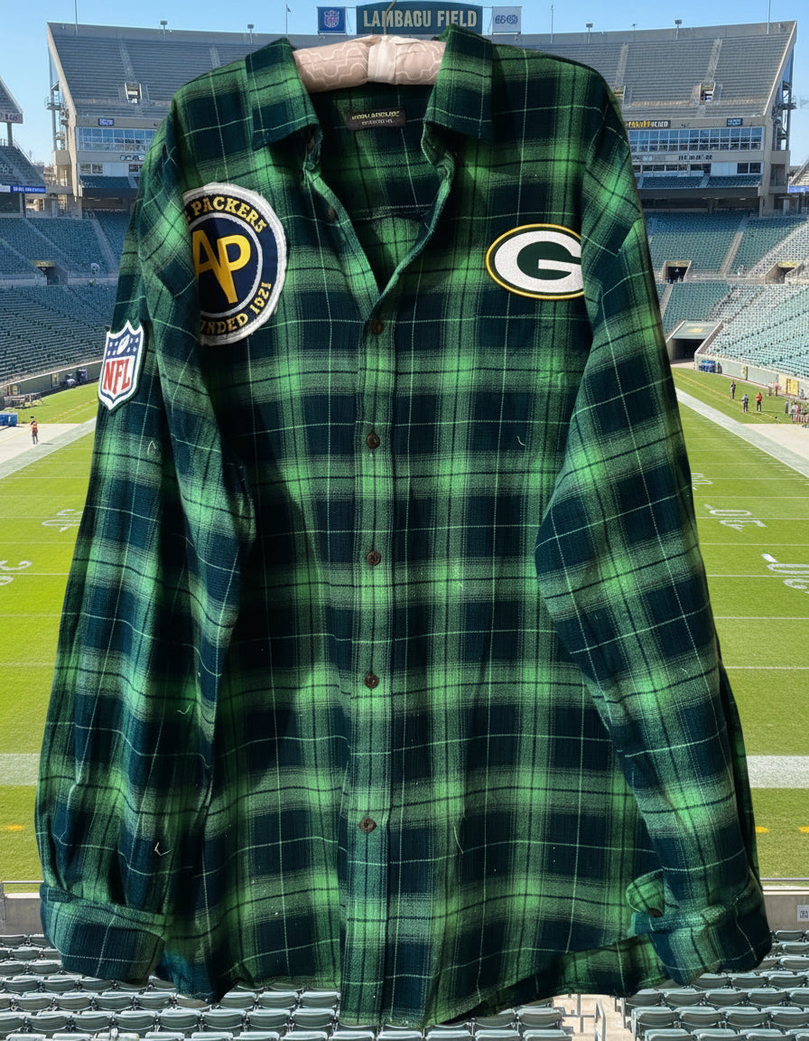 Reworked Packers Game Day Flannel Shirt