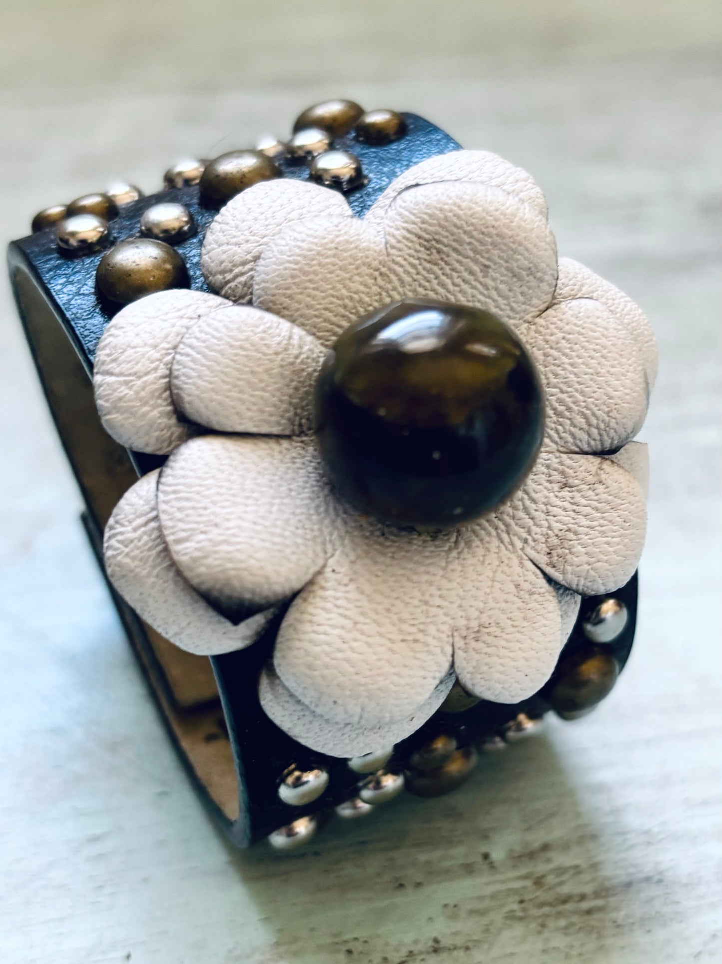 Handmade Leather Flower Bracelet