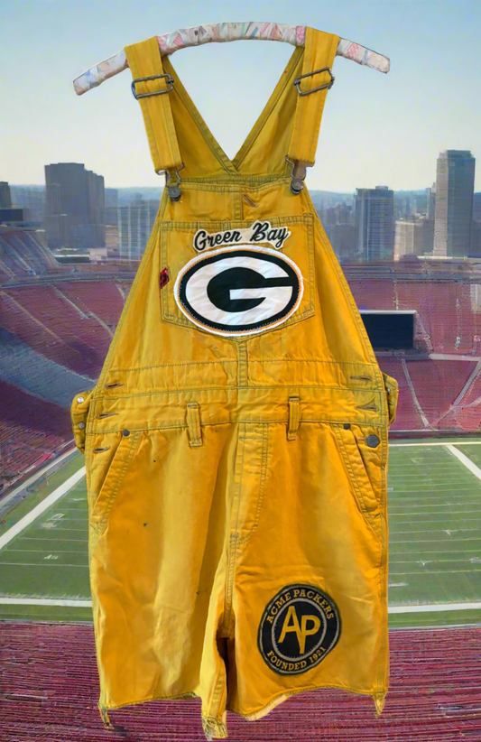 Reworked retro over dyed Game Day Bib Overall Cutoffs