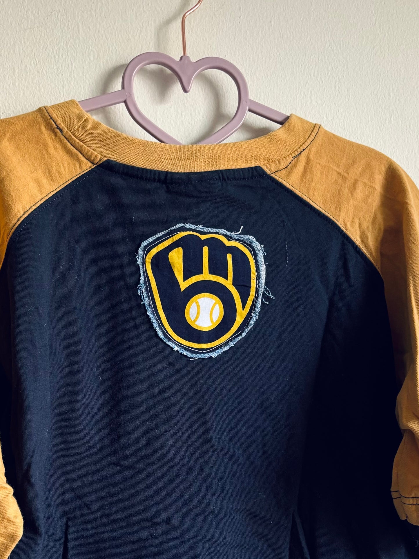 Reworked Milwaukee Brewers retro Cropped Crewneck T-Shirt