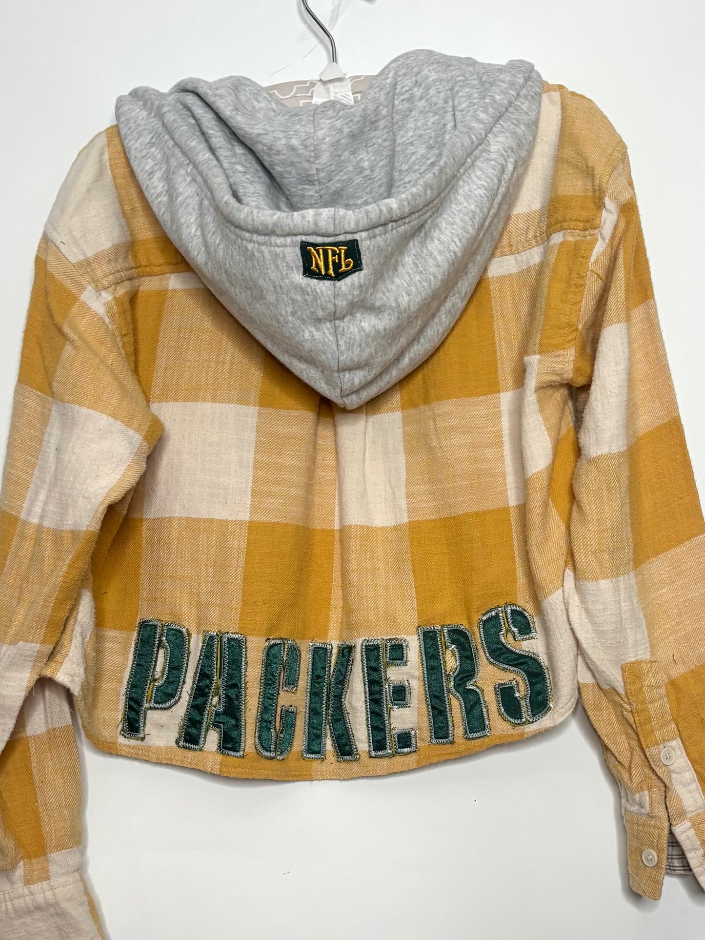 Game Day Cropped Hoodie Flannel Shirt