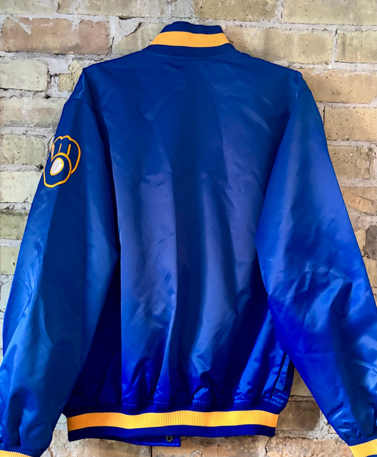 Vintage Milwaukee Brewers Majestic Satin Bomber Coat Jacket