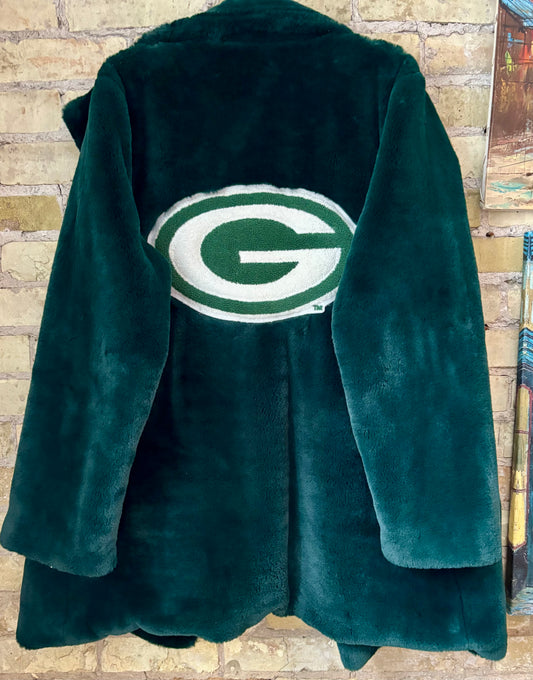 Reworked Calvin Klein Faux Fur Packers Game Day Jacket