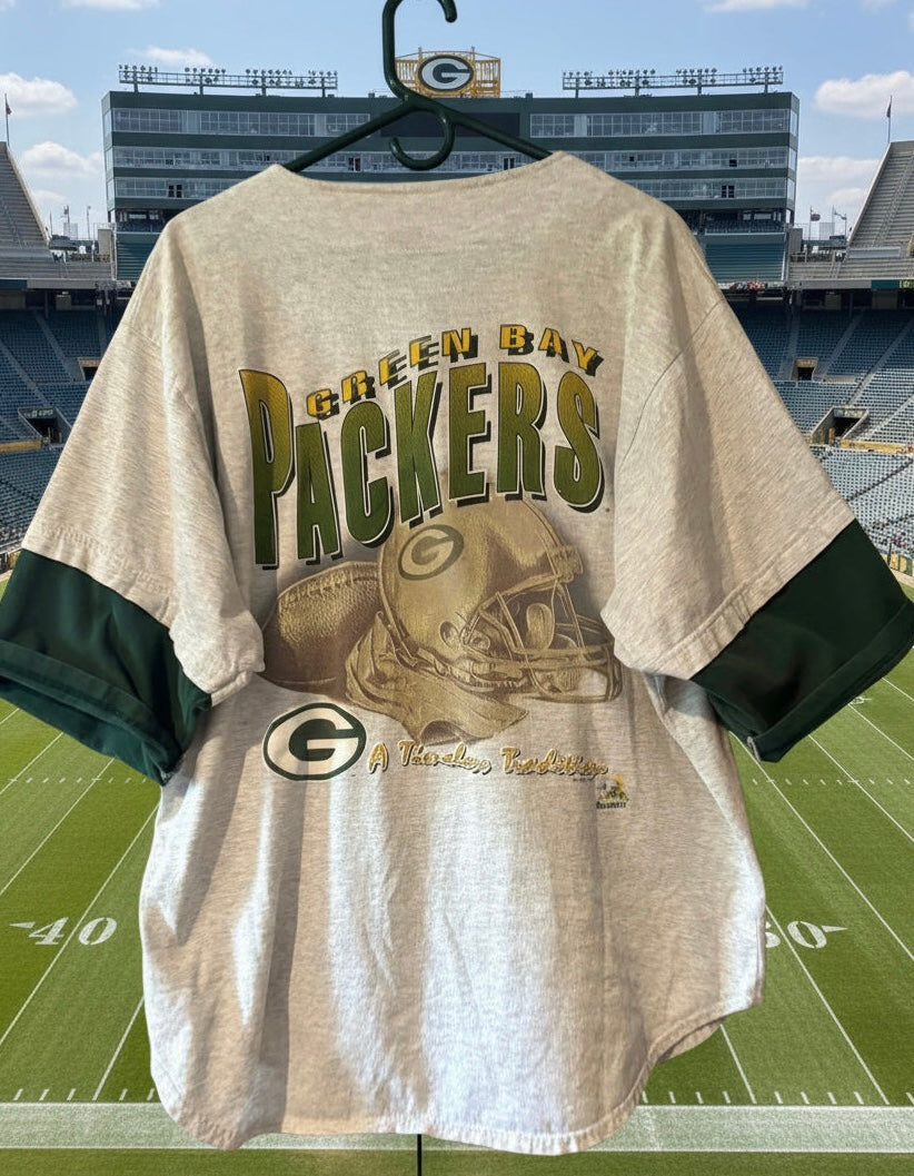 Rare 90’s Vintage GB Packers Heather Gray Button up  Baseball Jersey