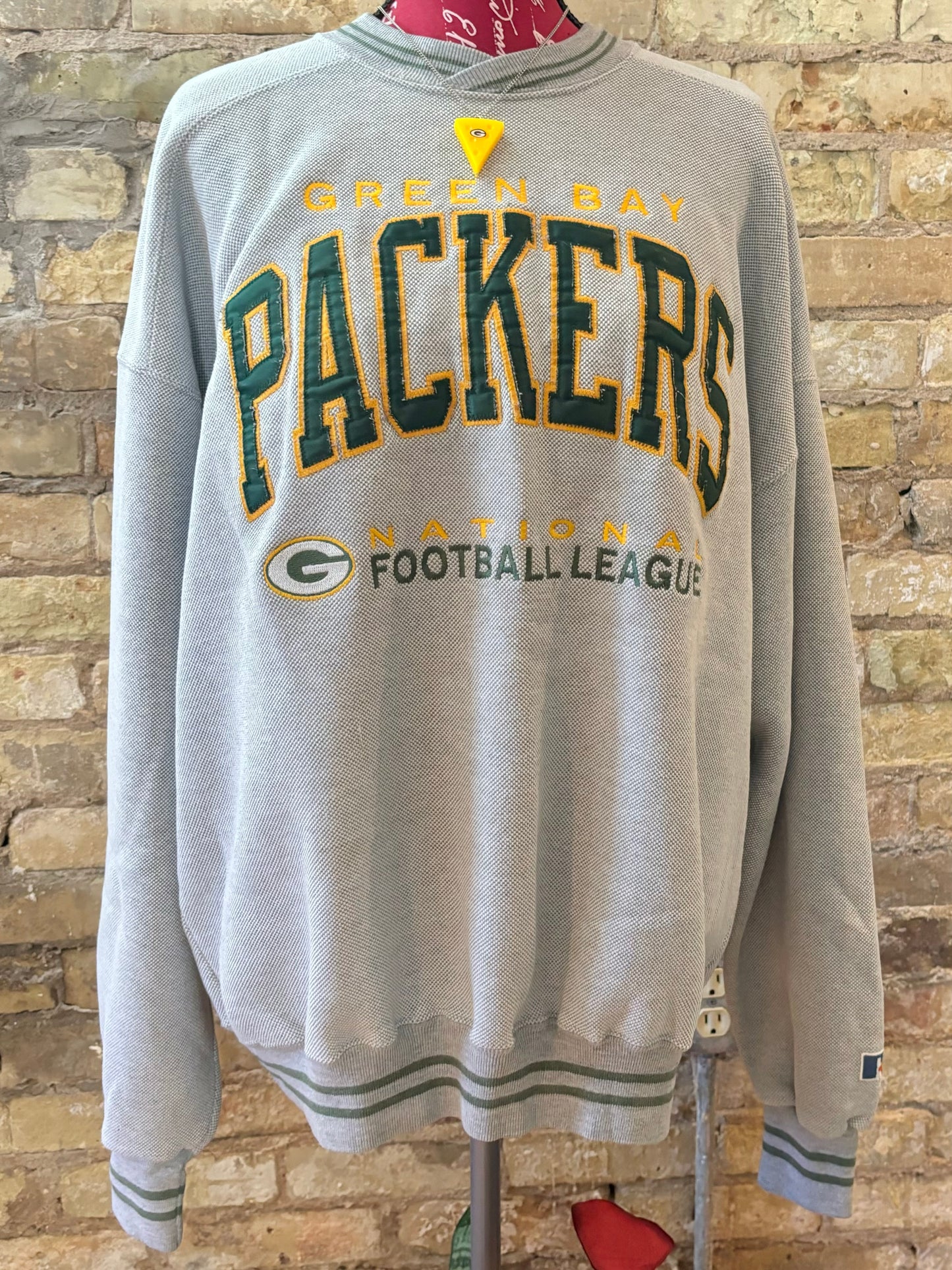 Reworked 90s Green Bay Packers oversized V Neck sweatshirt