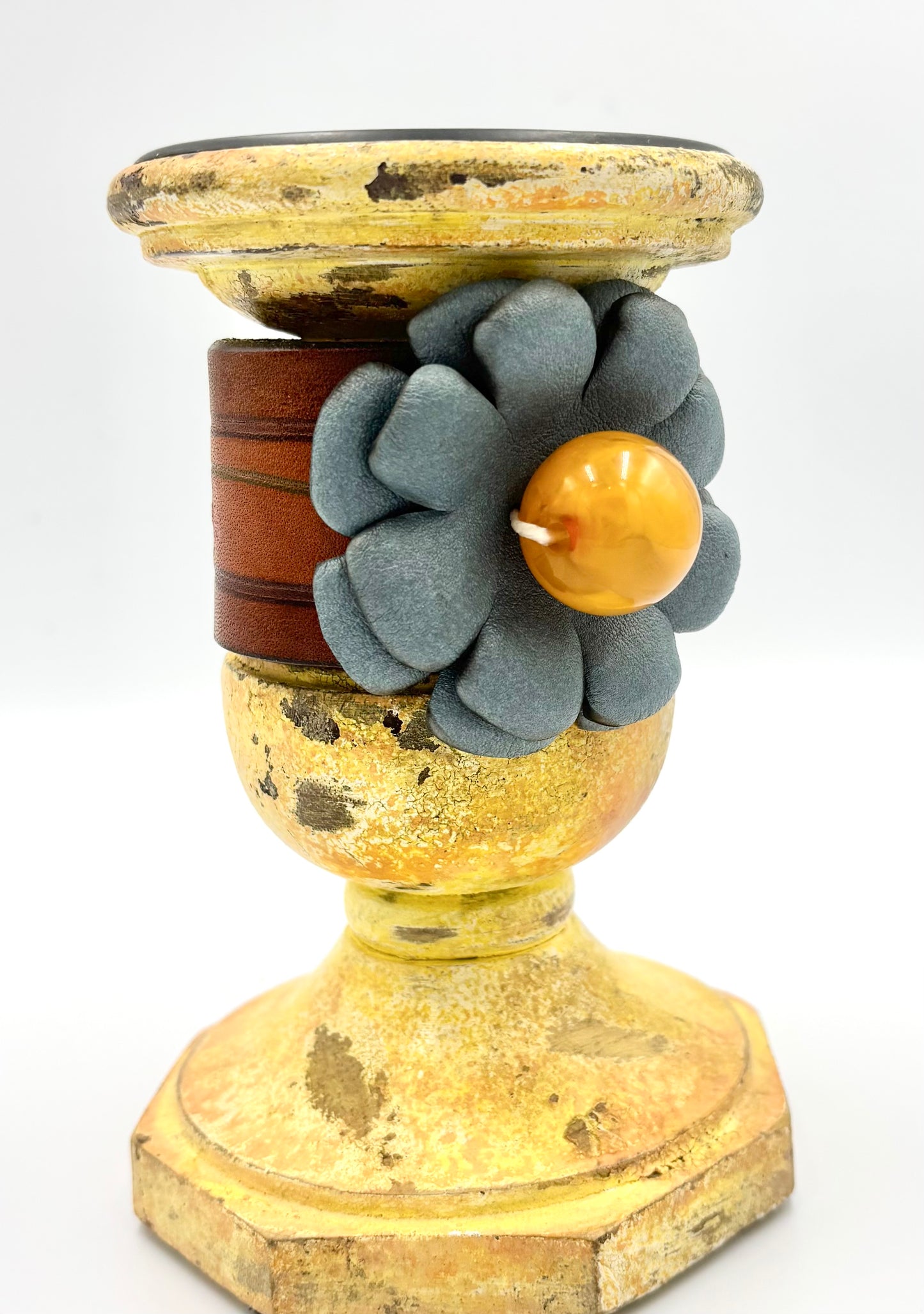 Leather Boho Flower Cuff Bracelet