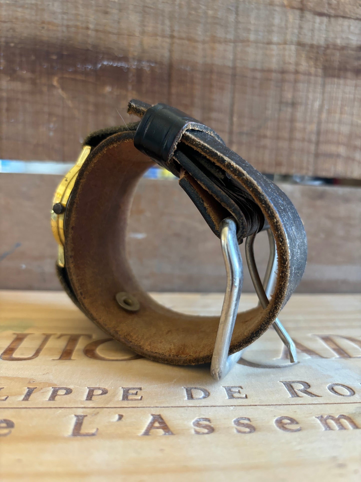 Handmade Distressed Leather Wristband Cuff Watch