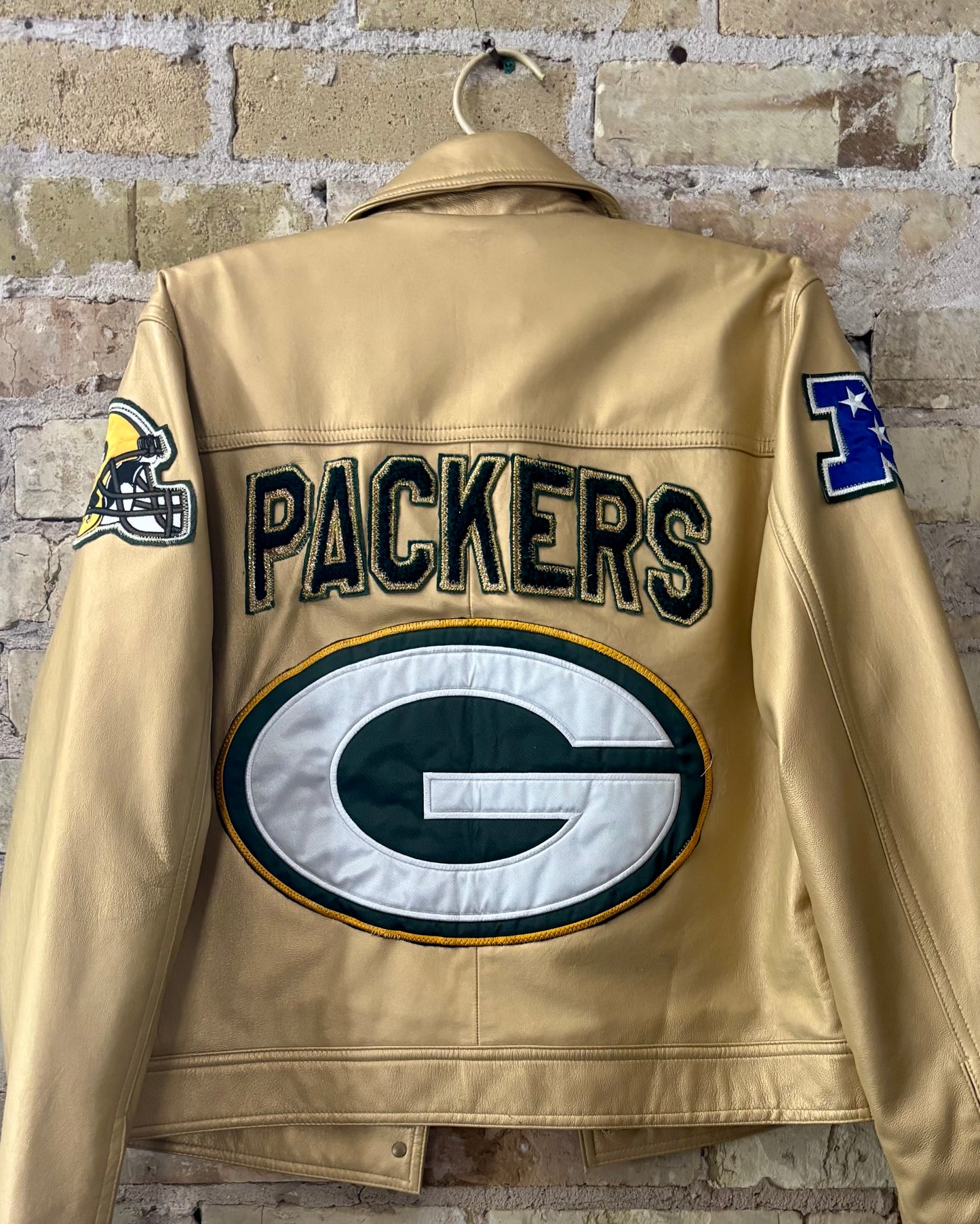 Metallic Gold Game Day Leather Jacket