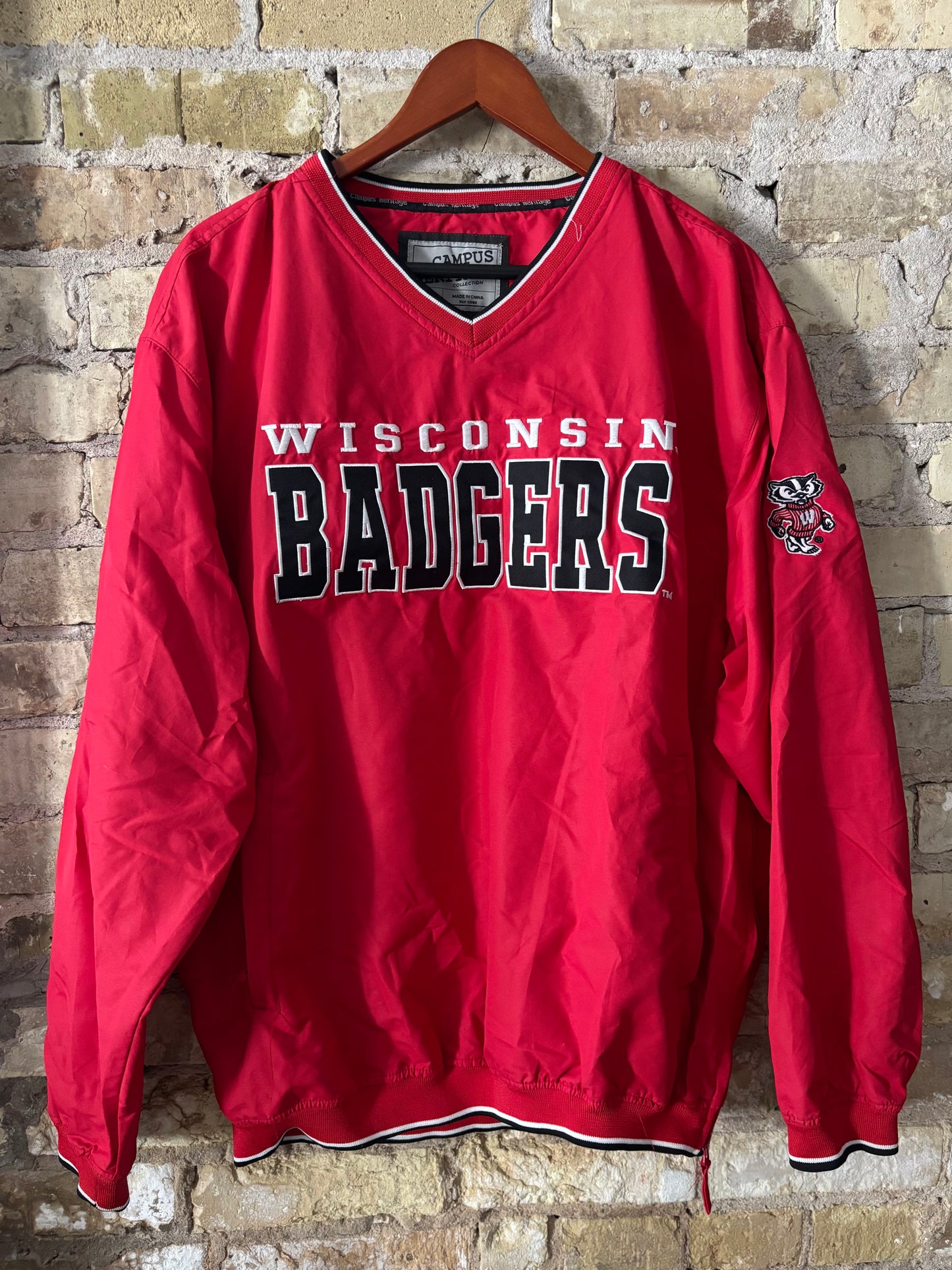 Vintage Badgers Retro V Neck Windbreaker Pullover