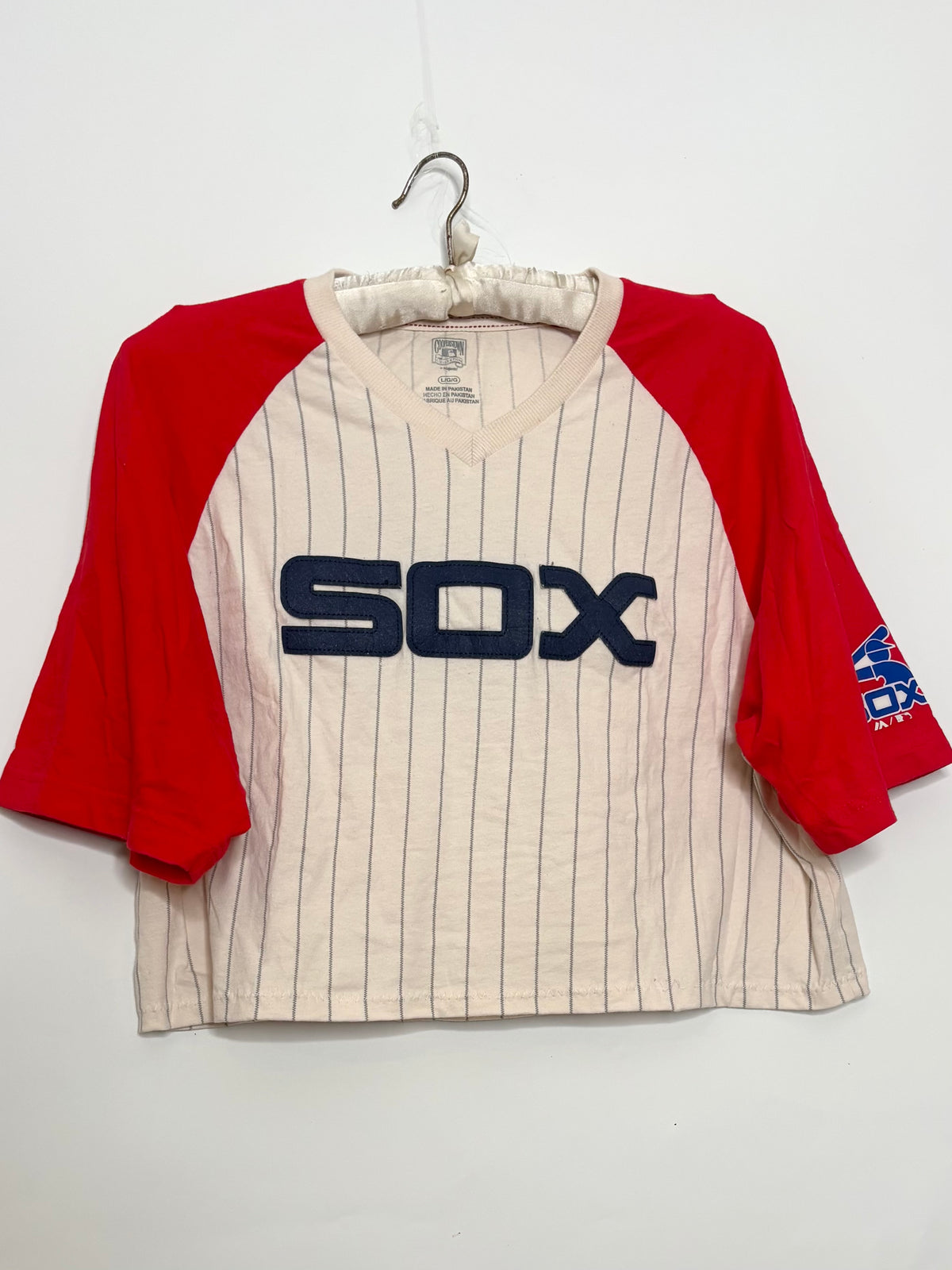 Retro 90s Boston Red Sox Pinstriped V Neck throwback baseball tee