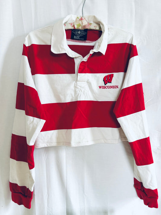 Reworked Vintage Wisconsin Badgers Cropped Rugby Polo Shirt