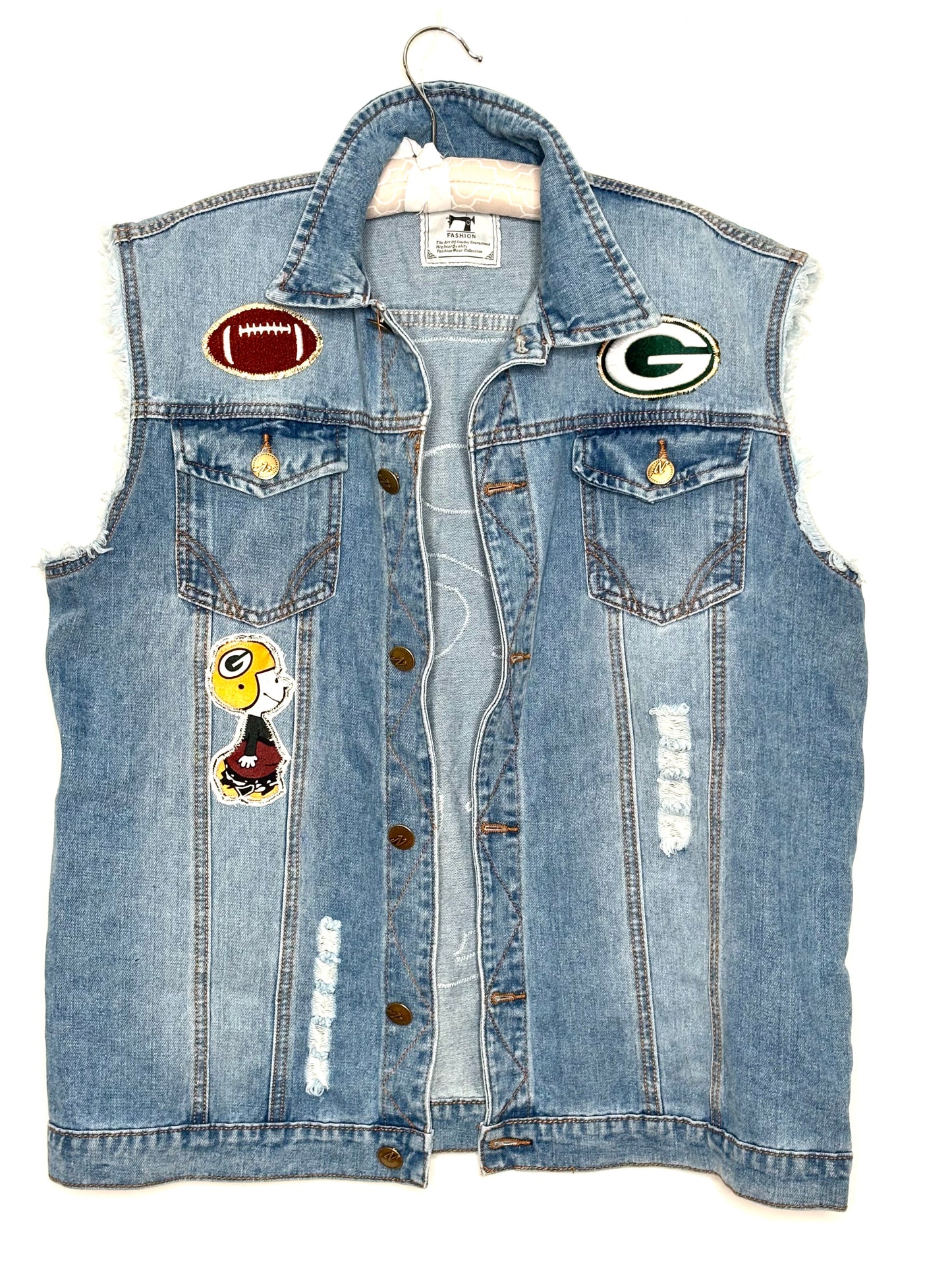 Distressed Oversized Game Day Vest