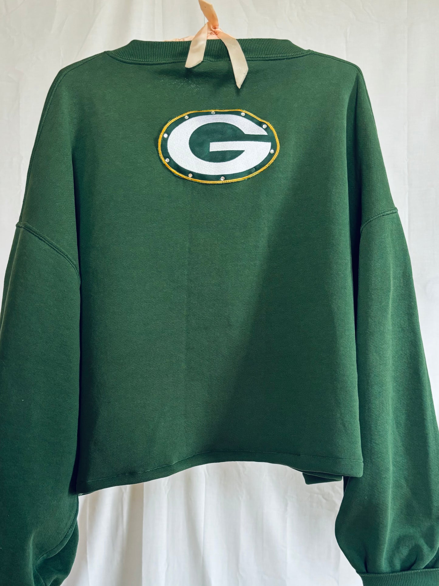 Reworked 90s Cropped Green Bay Packers Super Bowl crewneck sweatshirt