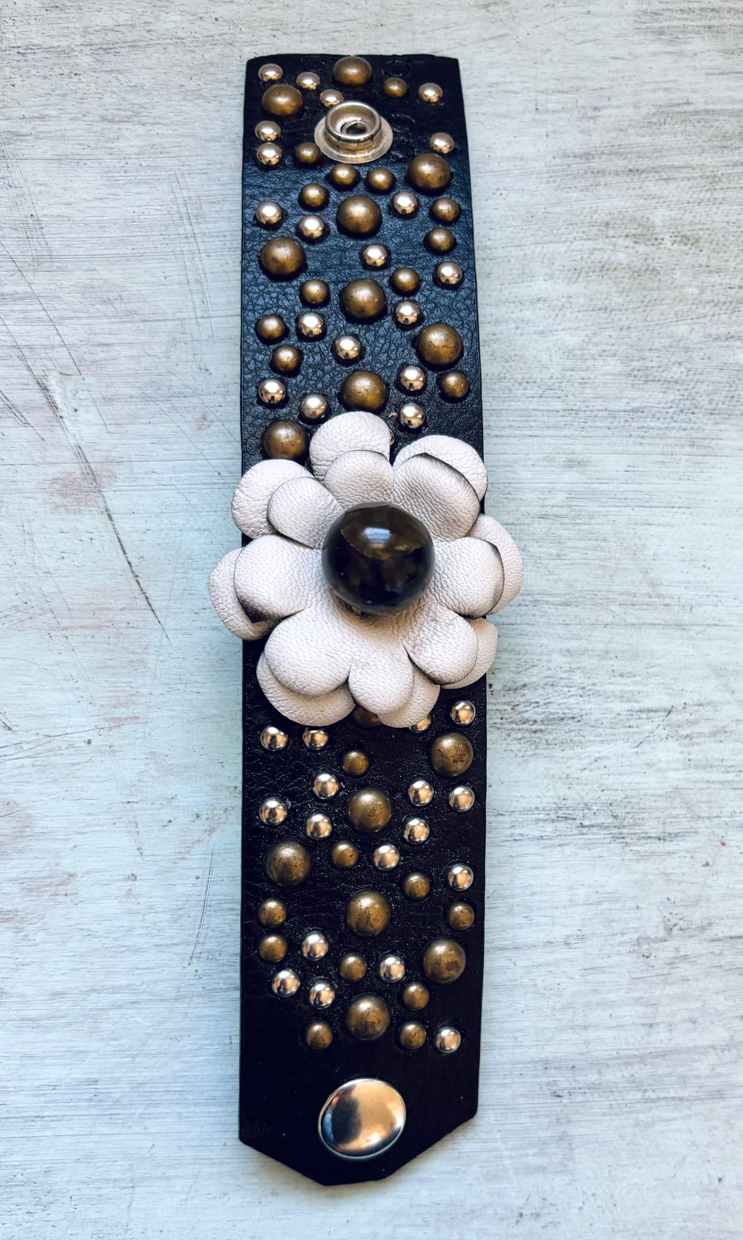 Handmade Leather Flower Bracelet