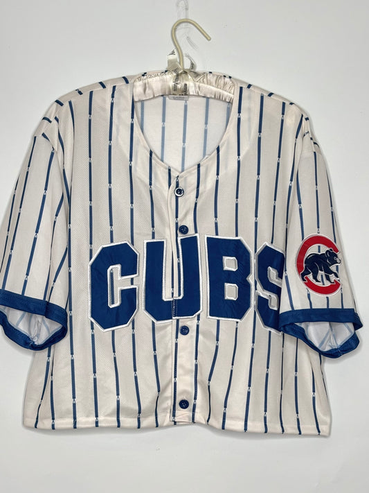 Chicago Cubs throwback striped Button up Jersey