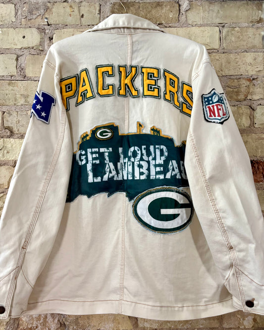 Reworked Retro Packers Game Day Denim Chore Jacket
