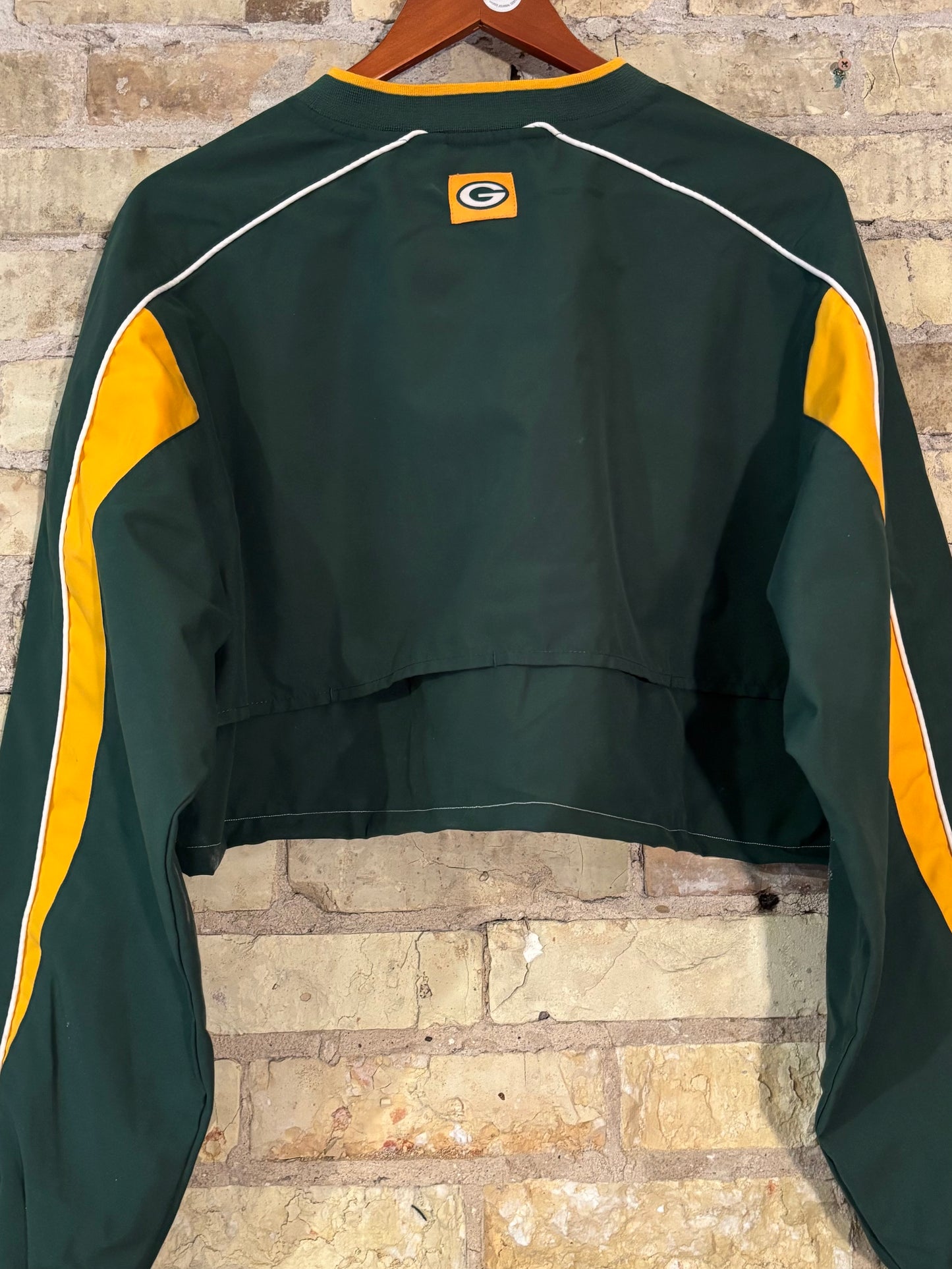 Retro 90’s Green Bay Packers V Neck Cropped Windbreaker