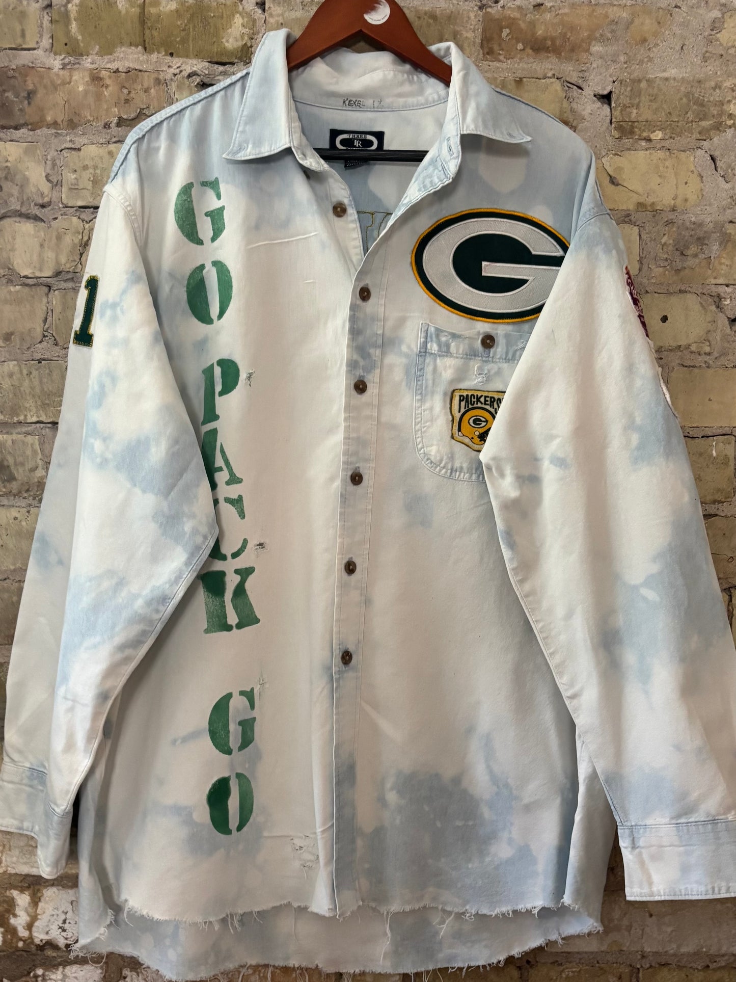 90’s Packers oversized Game Day Denim Jean Shirt