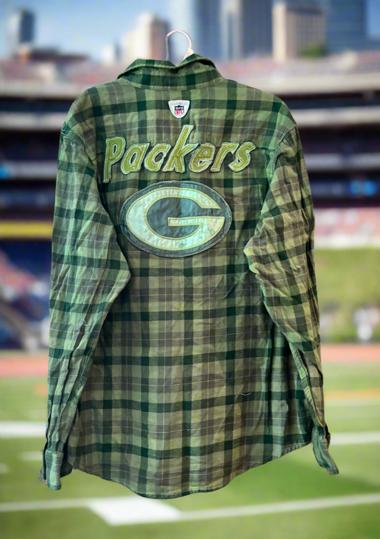 Reworked Packers Oversized Game Day Flannel Shirt