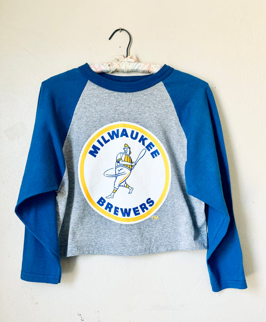 Reworked Milwaukee Brewers Throwback cropped Jersey Tee