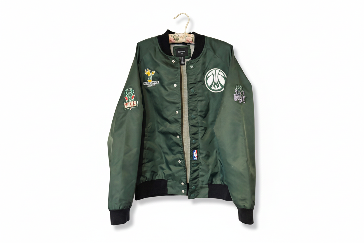 Black Satin GameDay Varsity Bomber Jacket